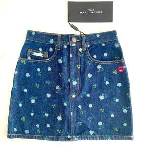 MARC JACOBS Floral Denim Skirt Size IT26/XS Made in Italy